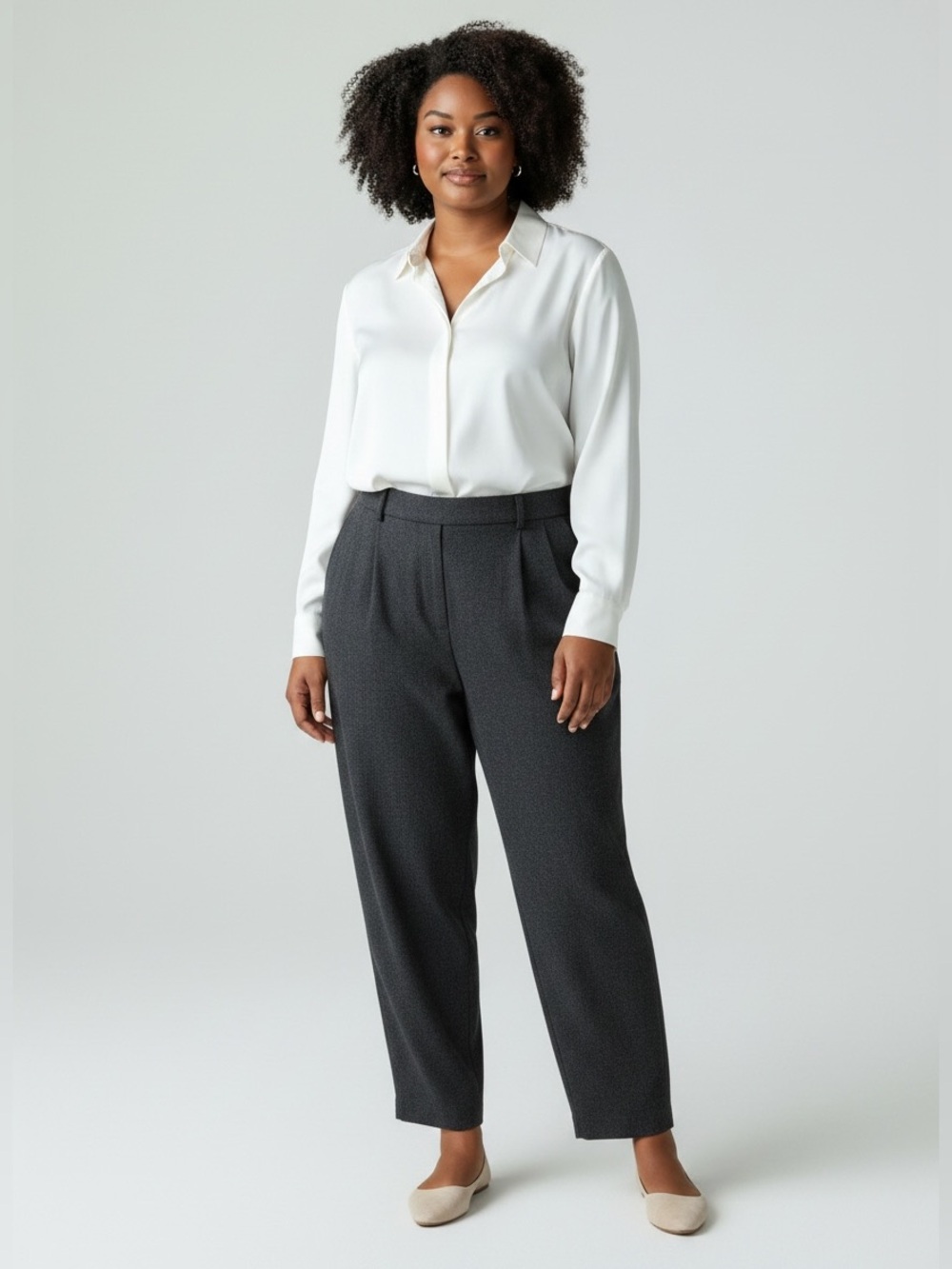 Vintage Amanda Smith Pure Wool Trousers Womens 16 Gray High Rise Pleated Lined